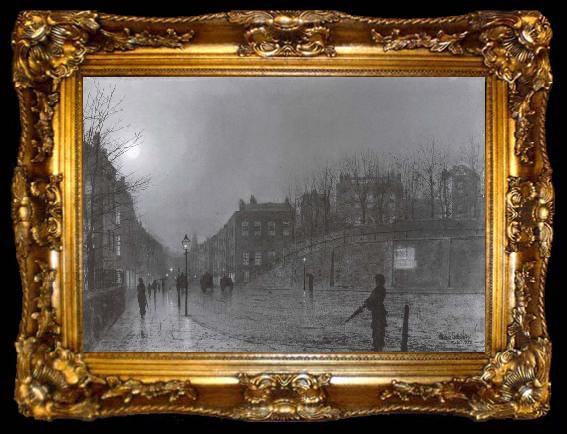 framed  Atkinson Grimshaw View of Heath Street by Night, ta009-2
